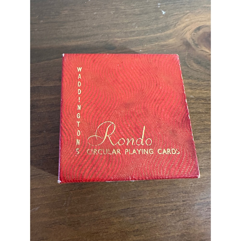 Vintage Waddingtons Rondo Circular Playing Cards Steampunk Gear Design England
